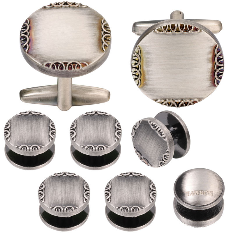 Cufflinks Silver Set - 남성을 위한 새로운 고대 실버 컬러