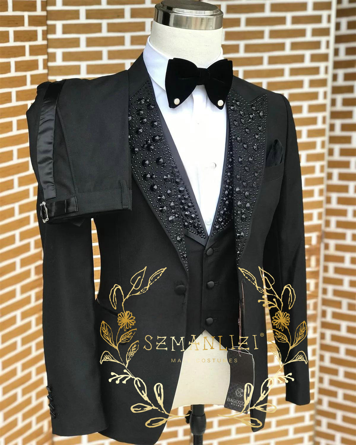 Men Formal Wear For Wedding - 흑인 남성 정장 럭셔리 스톤 크리스탈