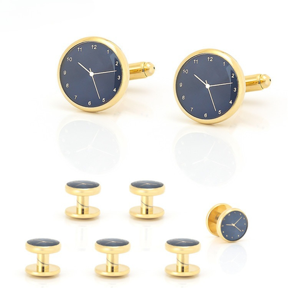 Cufflinks Silver Set - 타임 에스테틱 골드 실버 시계 커프스