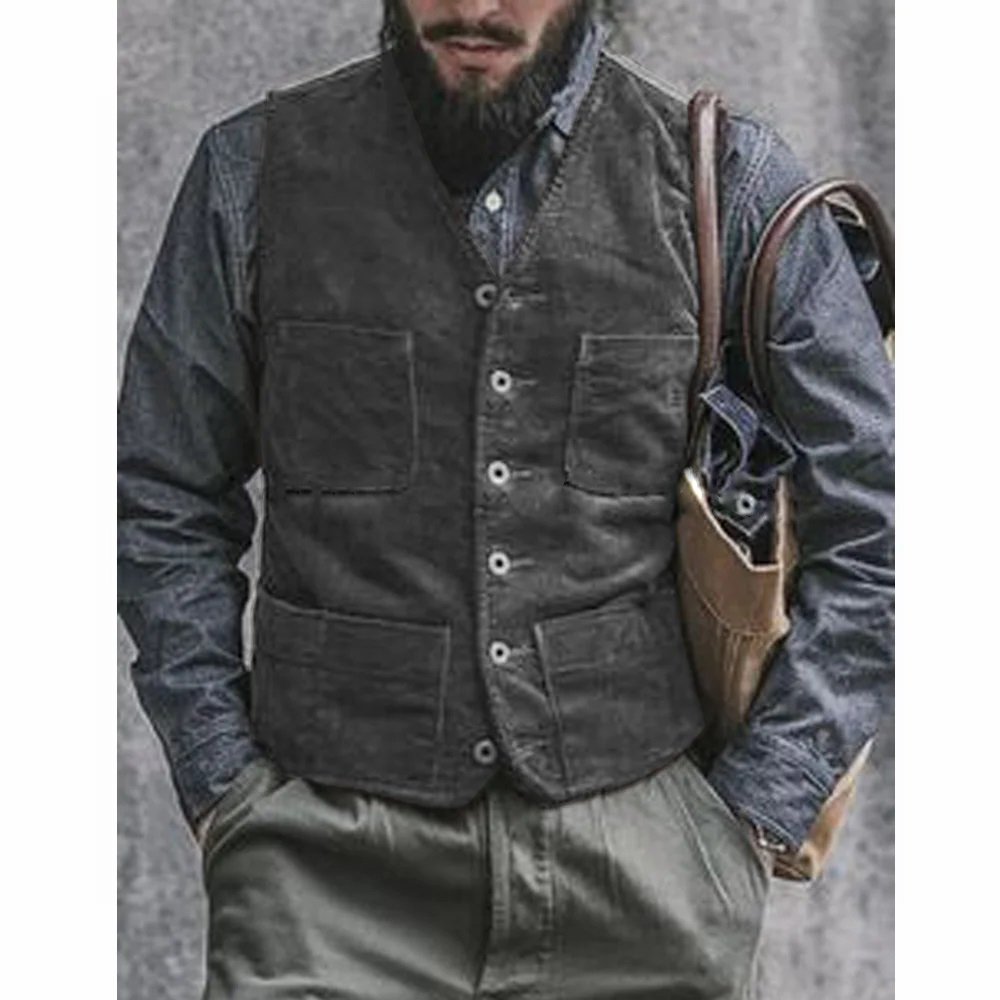 Men'S Gothic Formal Wear - 코듀로이 남성 조끼 정장 남성 캐주얼
