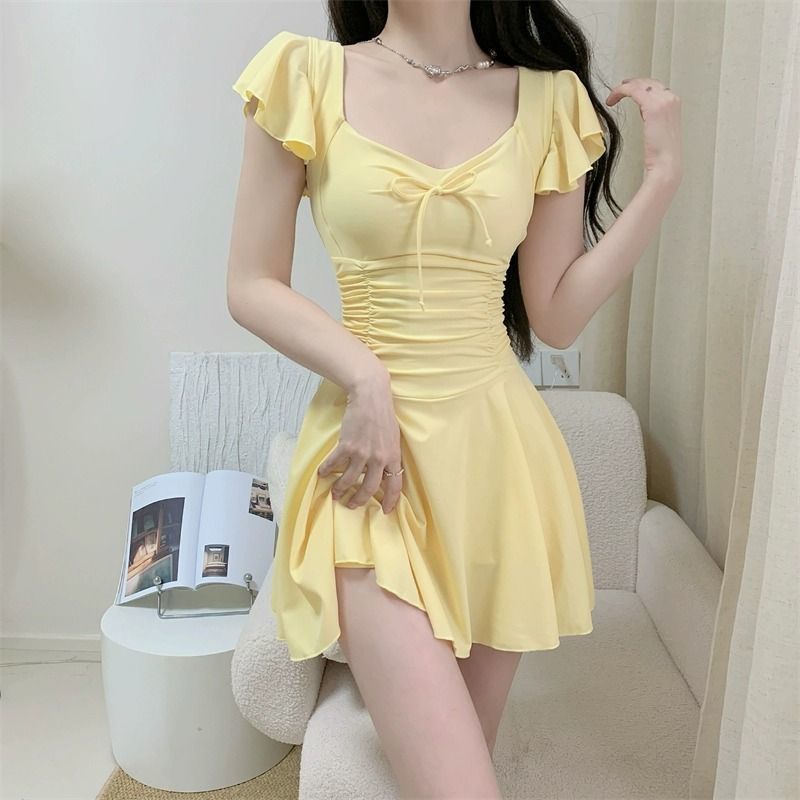 Slim Fit Suit Set - 2026 여성용 오픈 백 반팔 수영복