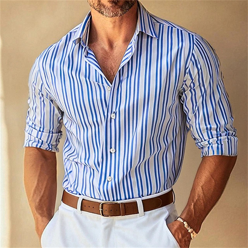 Men Formal Wear Shirts - 10가지 색상 남성 정장 라펠 버튼다운