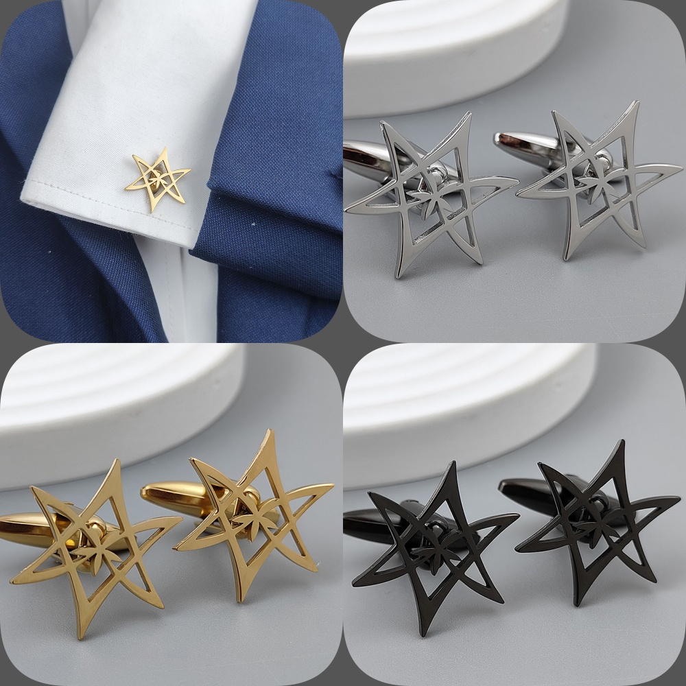 Men'S Gothic Formal Wear - 육각 별 금도금 커프스 단추, 블랙