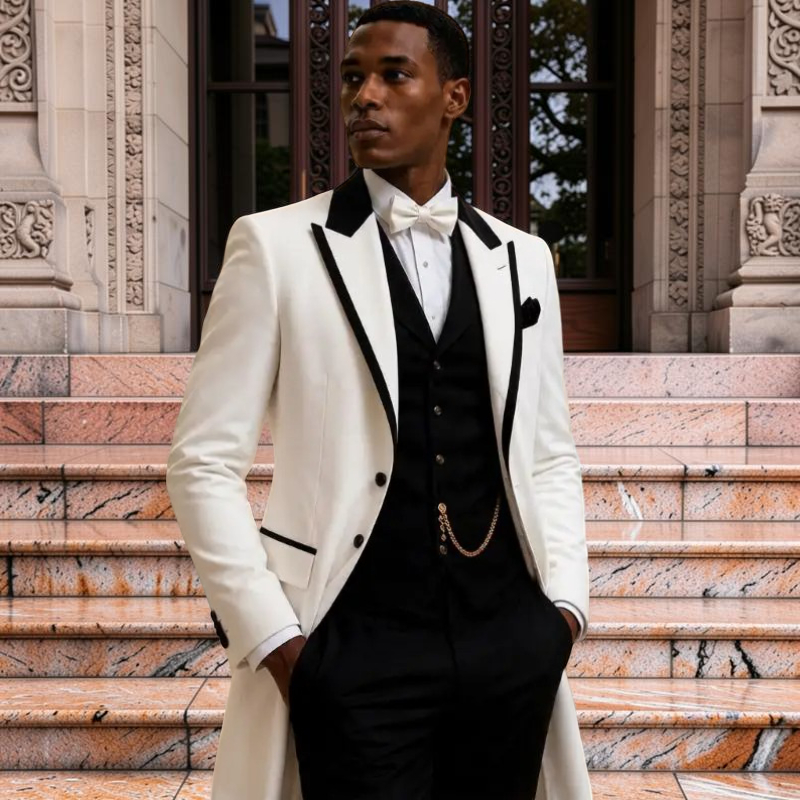 Men Formal Wear For Wedding - 남성용 슬림핏 롱 그룸 턱시도 재킷