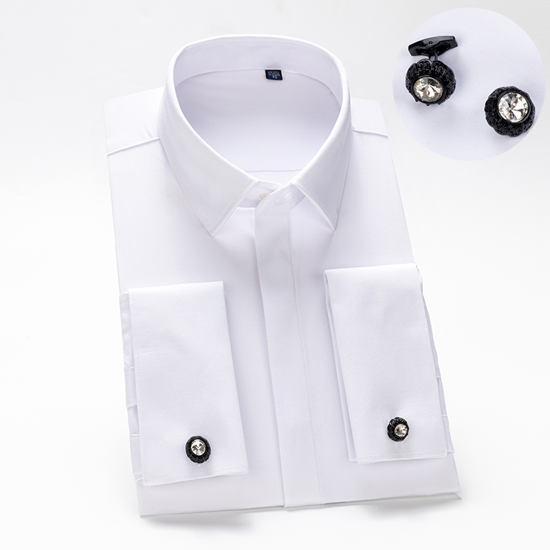 Men Formal Wear Shirts - 남성용 프렌치 커프스 단추 셔츠, 남성용