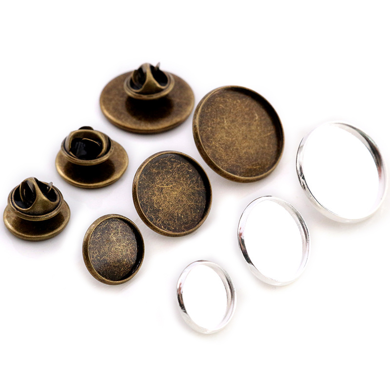 Cufflinks Silver Set - 10pcs 12-20mm 내부 크기 실버 도금