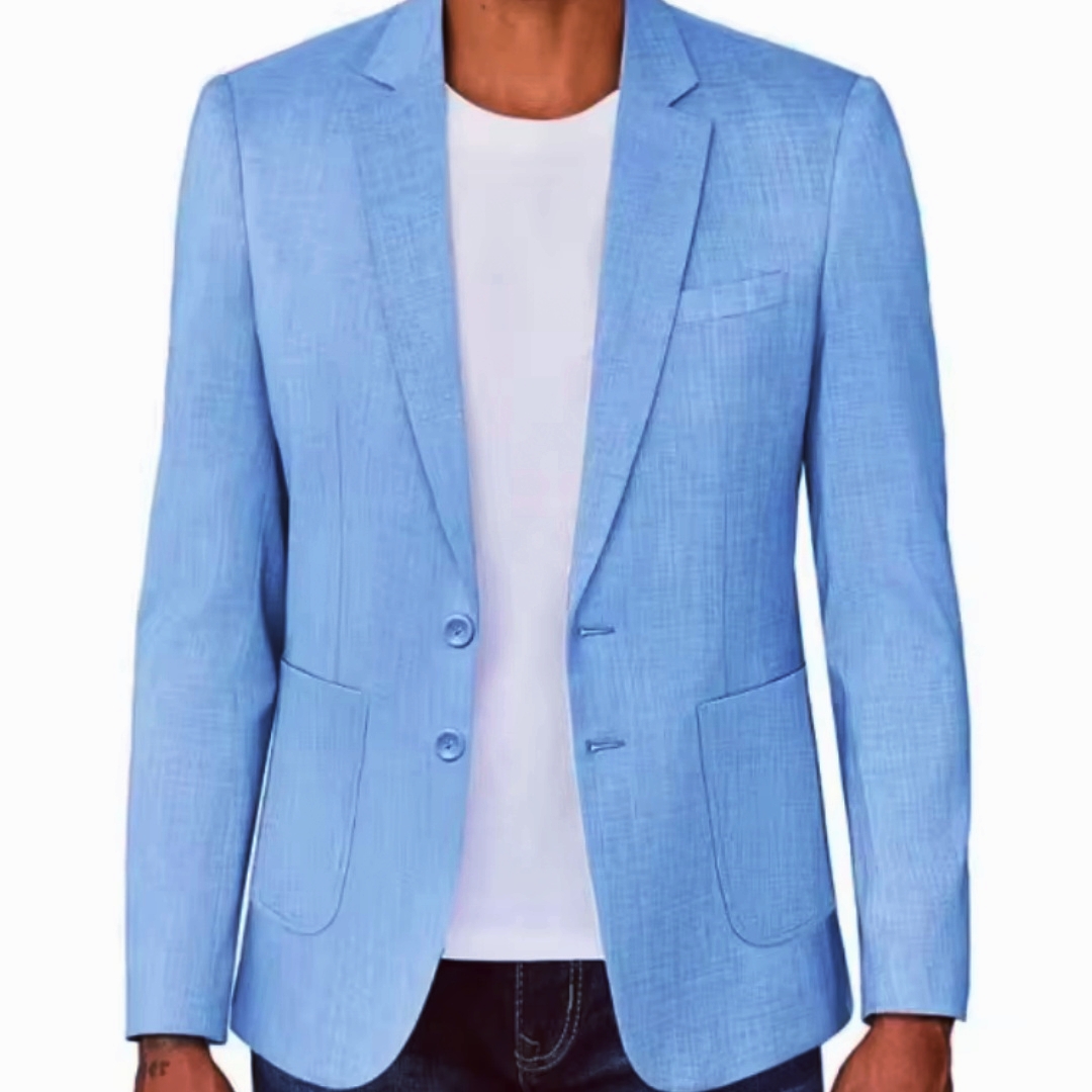Men Formal Wear With Coat - 슬림핏 남성용 베이지/블루 리넨 블레이저 캐주얼