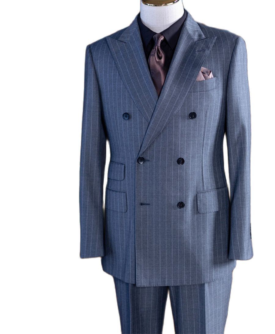 Men Formal Wear For Wedding - 그레이 스트라이프 더블 브레스트 클래식 남성