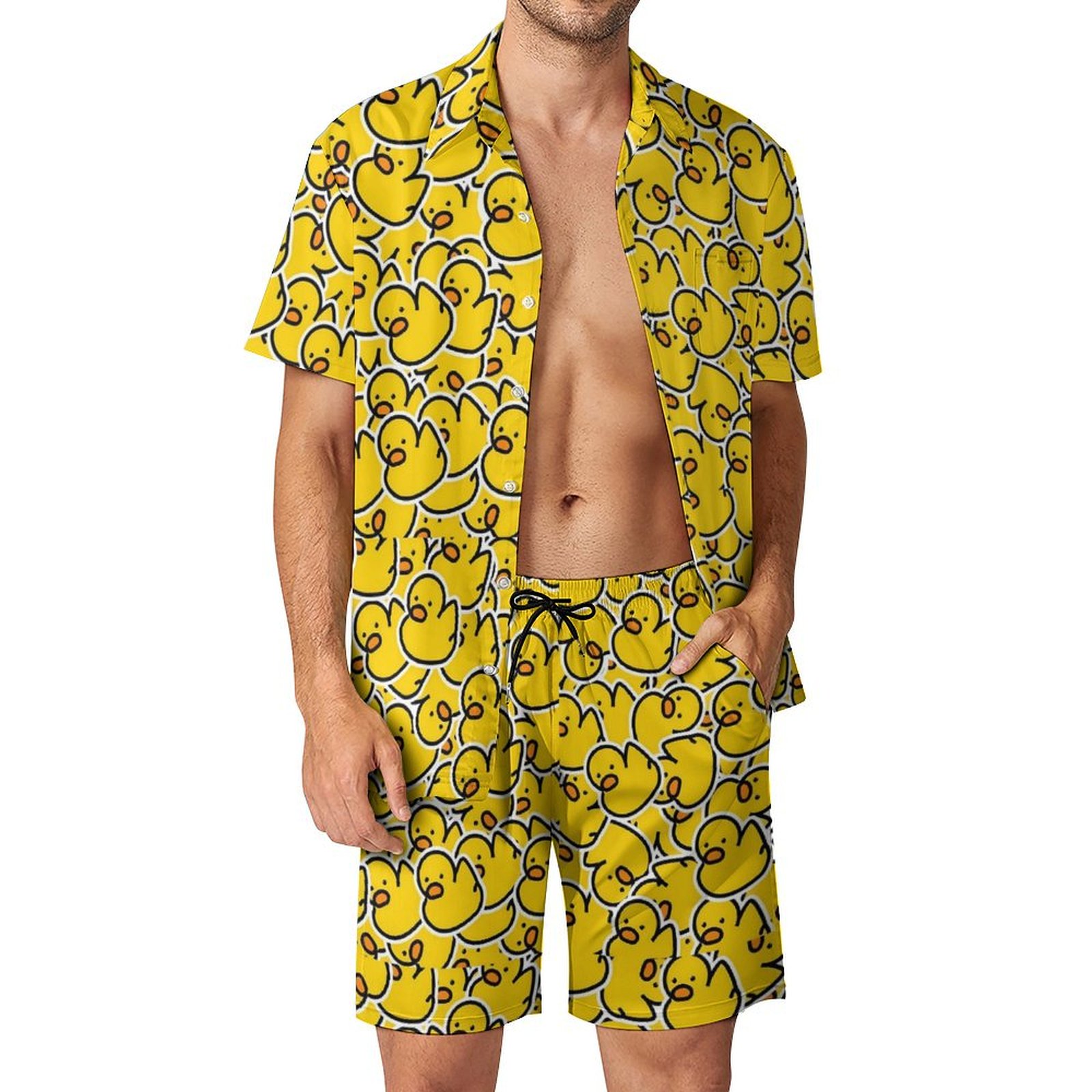 Men'S Formal Beach Wear - 남성용 노란색 고무 오리 3D 프린트