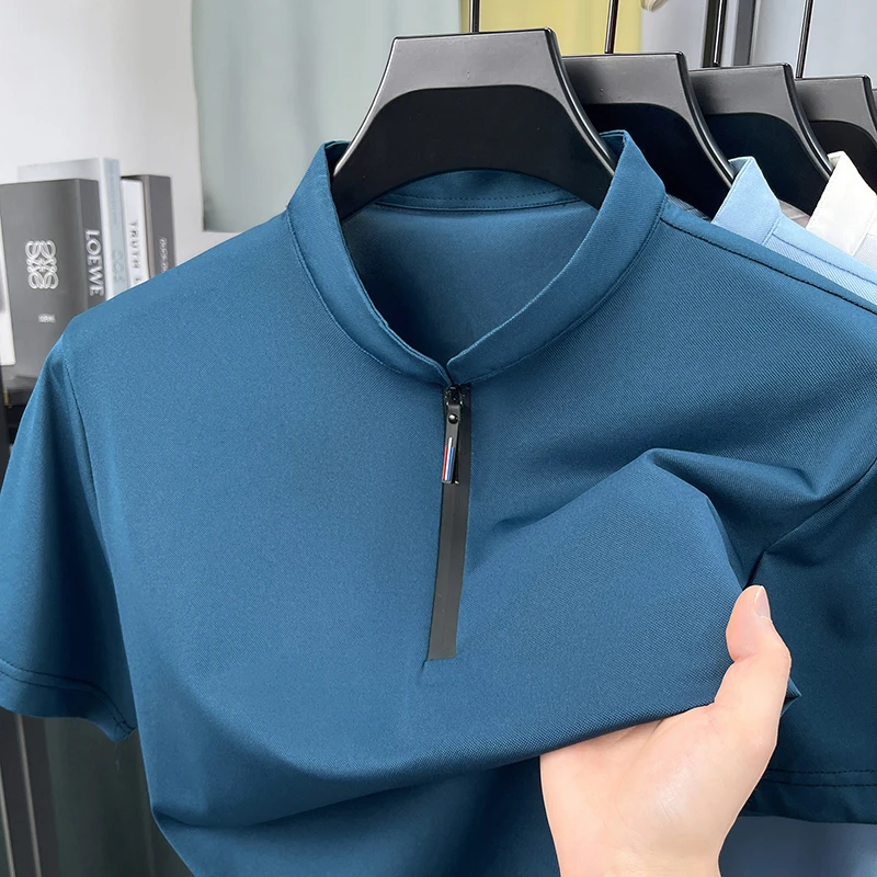 Men Formal Wear Shirts - 남성 비즈니스 정장 하프 지퍼 스탠드