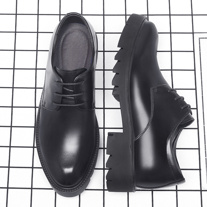 Men'S Formal Office Wear Shoes - 남성용 블랙 가죽 레이스업 드레스 슈즈,