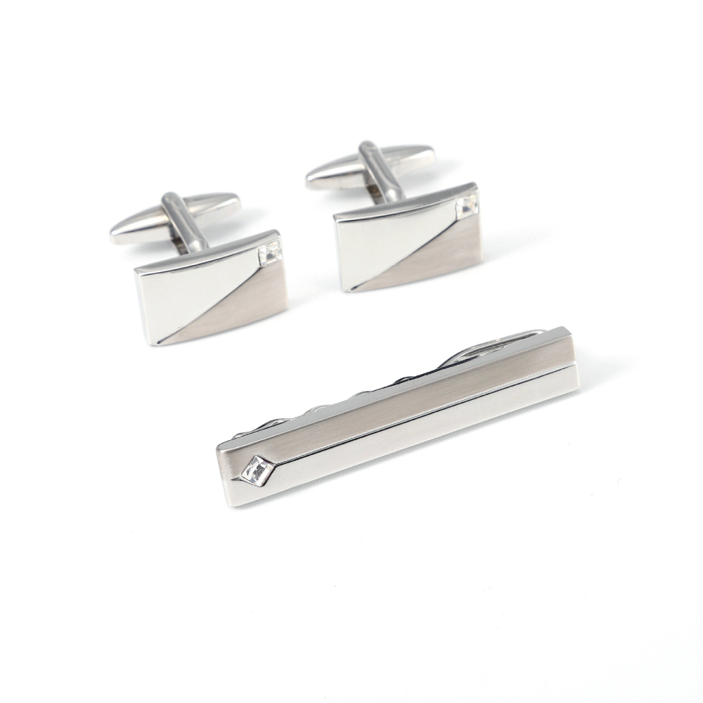심플한 기하학적 다이아몬드 장식 커프스 단추와 타이 클 - Cufflinks Silver Set 리뷰 및 가격