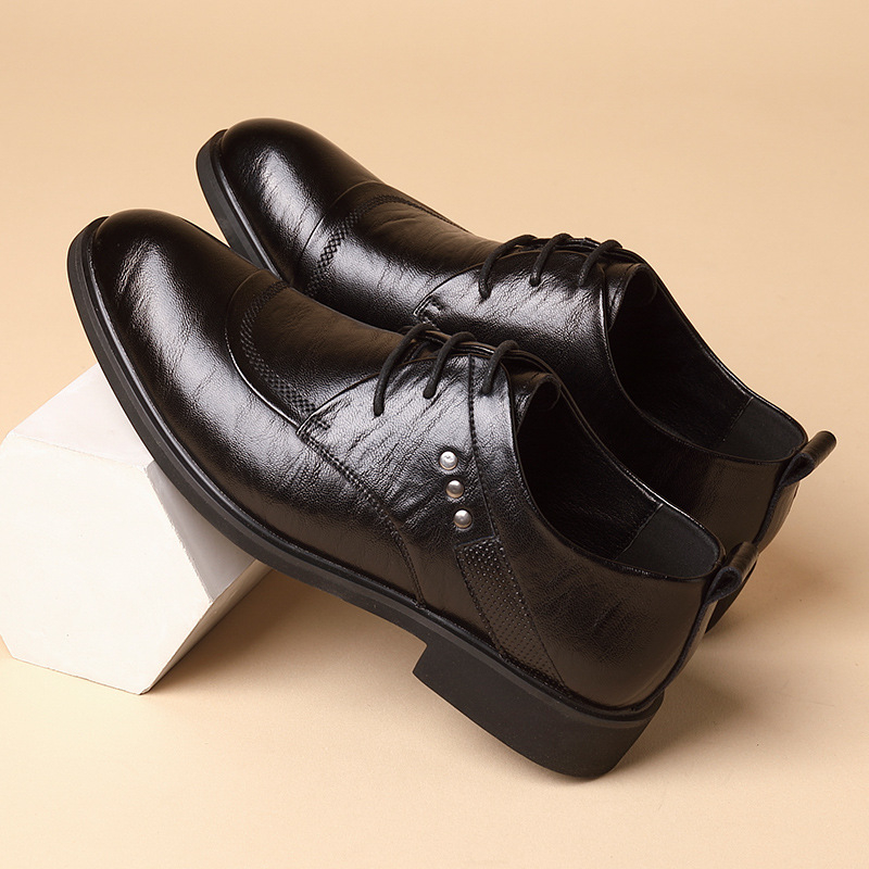 금속 리벳 디테일이 있는 가죽 옥스퍼드 슈즈, 레이스업 - Men Formal Party Wear Dress 리뷰 및 가격