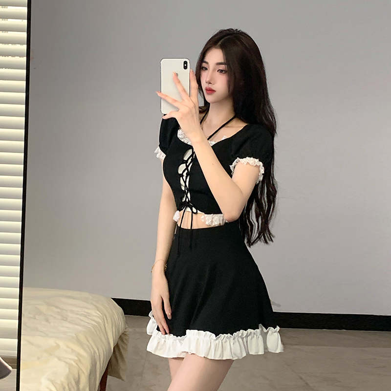 인스타그램 스타일 여성 투피스 스커트 수영복 온천 수영 - Slim Fit Suit Set 리뷰 및 가격