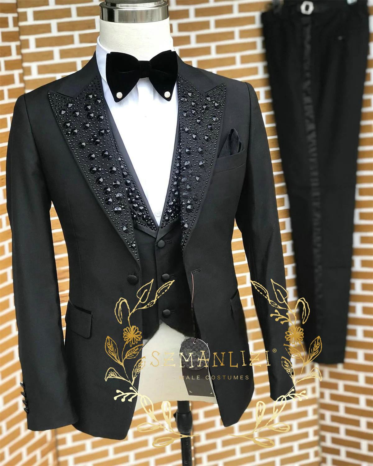 흑인 남성 정장 럭셔리 스톤 크리스탈 턱시도 맞춤형 신 - Men Formal Wear For Wedding 리뷰 및 가격