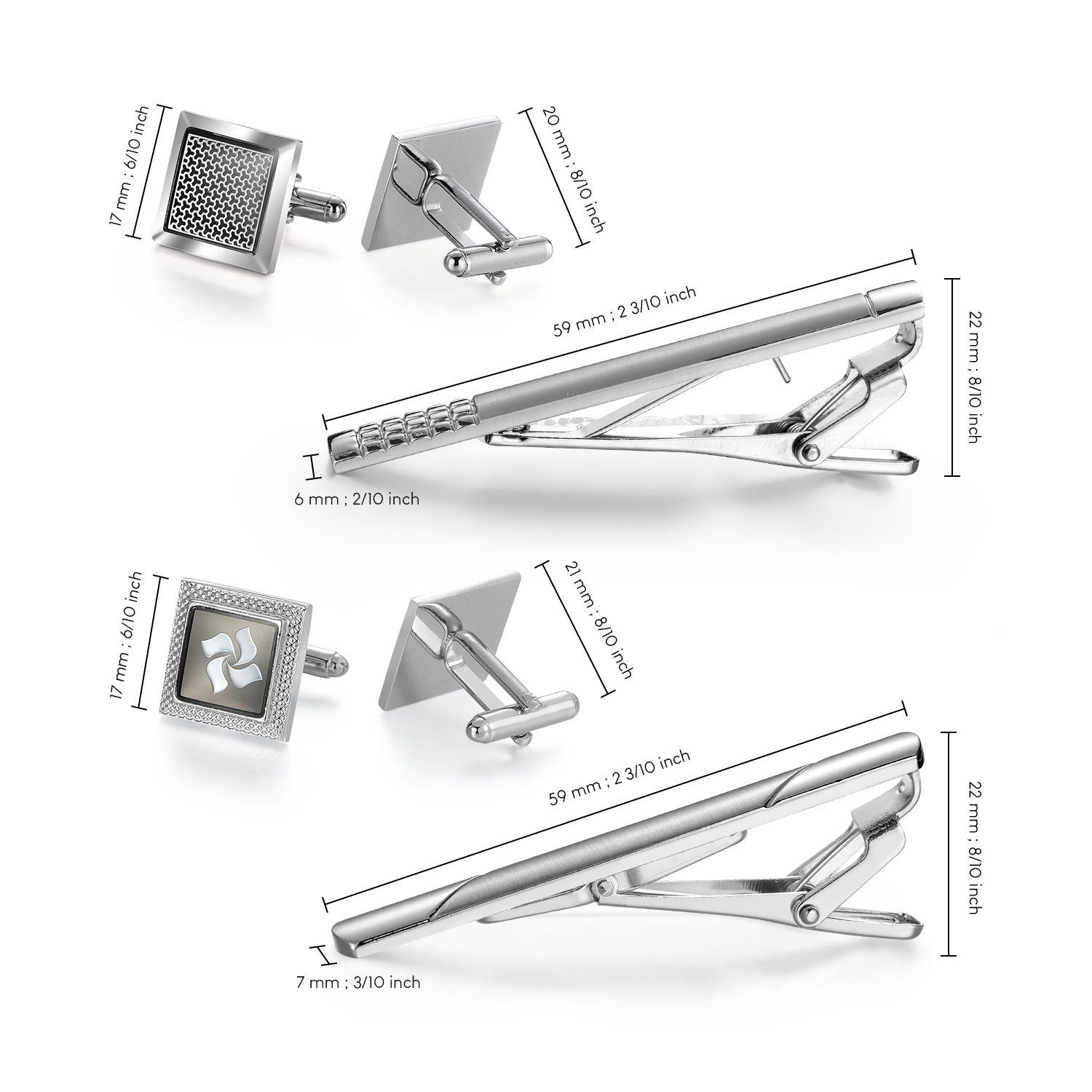 남성 셔츠용 타이클립과 커프스 버튼 세트, 비즈니스 남 - Cufflinks Silver Set 리뷰 및 가격