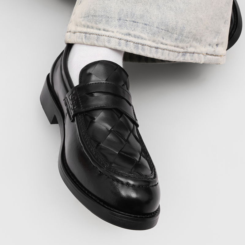 남성 수제 직조 페니 로퍼 블랙 낮은 굽 정장용 레트로 - Men'S Formal Office Wear Shoes 리뷰 및 가격