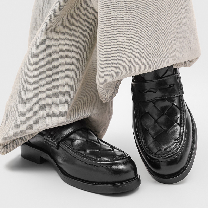 남성 수제 직조 페니 로퍼 블랙 낮은 굽 정장용 레트로 - Men'S Formal Office Wear Shoes 리뷰 및 가격