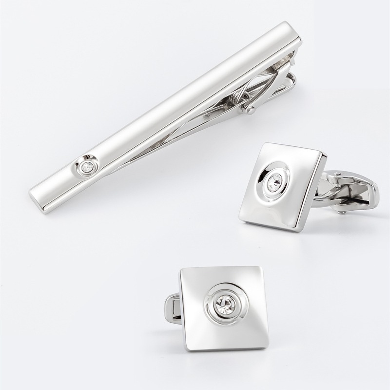 라이트 럭셔리 골드 실버 사각 지르콘 커프스 단추 넥타 - Cufflinks Silver Set 리뷰 및 가격
