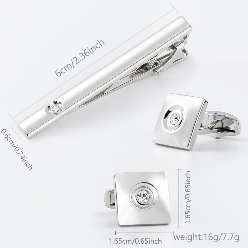 라이트 럭셔리 골드 실버 사각 지르콘 커프스 단추 넥타 - Cufflinks Silver Set 리뷰 및 가격