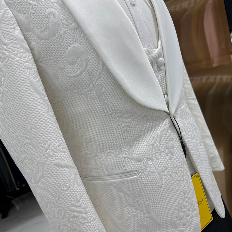 남성 웨딩 정장 화이트 3피스 세트 자카드 재킷 조끼  - Men Formal Wear For Wedding 리뷰 및 가격
