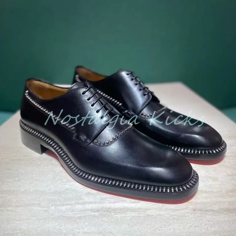 빈티지 스타일 블랙 정품 가죽 옥스퍼드 슈즈 실버 스터 - Men'S Gothic Formal Wear 리뷰 및 가격