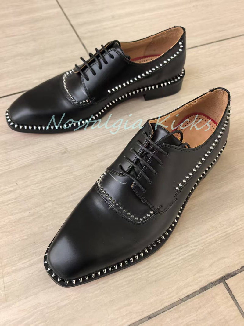 빈티지 스타일 블랙 정품 가죽 옥스퍼드 슈즈 실버 스터 - Men'S Gothic Formal Wear 리뷰 및 가격