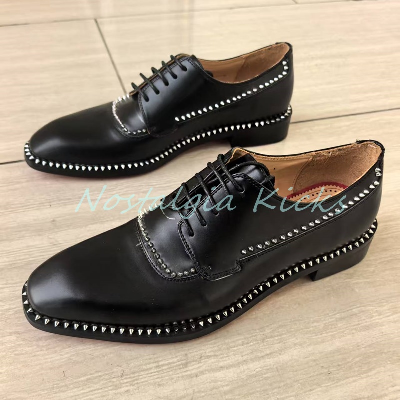 빈티지 스타일 블랙 정품 가죽 옥스퍼드 슈즈 실버 스터 - Men'S Gothic Formal Wear 리뷰 및 가격