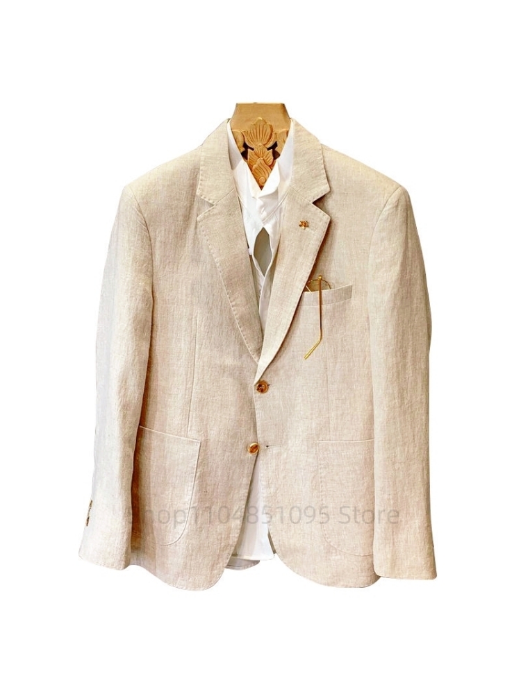 베이지 남성 정장 리넨 블레이저 재킷 비즈니스 캐주얼  - Men Formal Wear With Coat 리뷰 및 가격