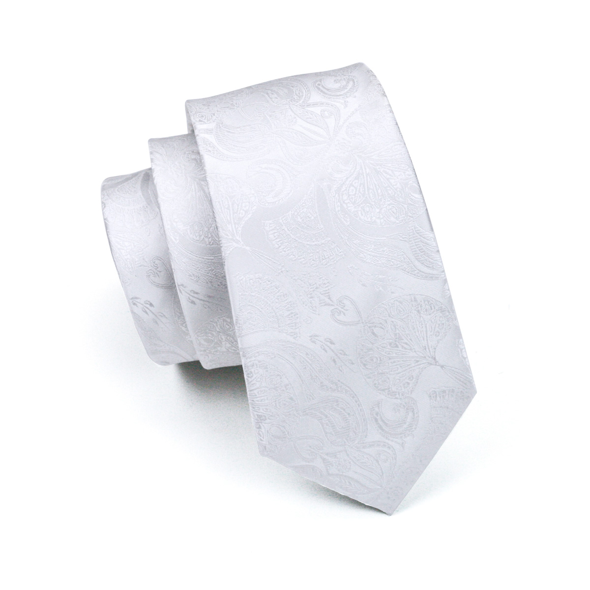 FA-393 남자 넥타이 화이트 페이즐리 실크 자카드  - Cufflinks Silver Set 리뷰 및 가격