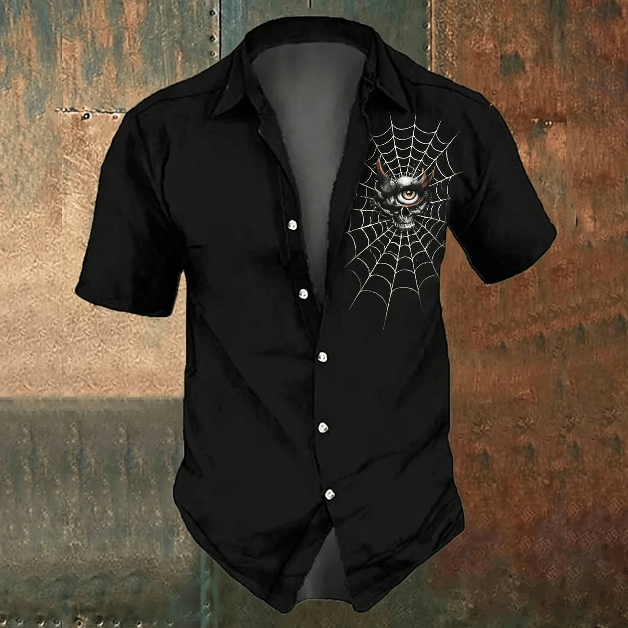 남성용 블랙 크로스 프린트 캐주얼 셔츠, 봄과 여름을  - Men'S Gothic Formal Wear 리뷰 및 가격