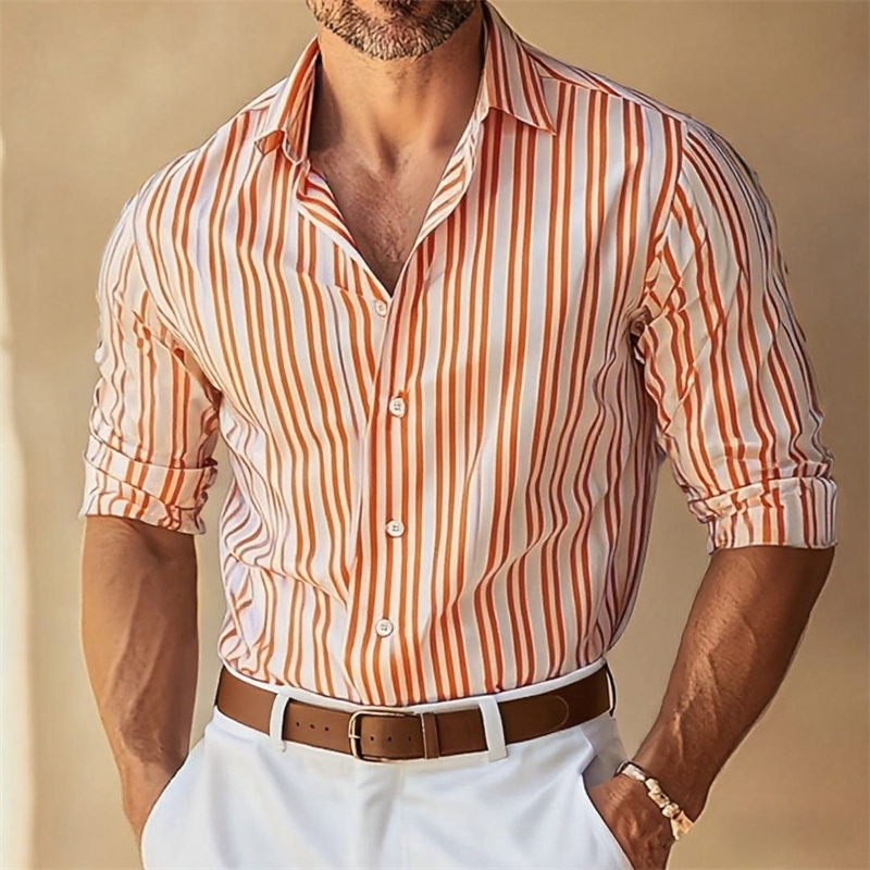 10가지 색상 남성 정장 라펠 버튼다운 스트라이프 칼라 - Men Formal Wear Shirts 리뷰 및 가격