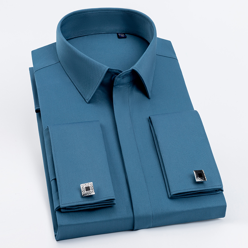 남성용 프렌치 커프스 단추 셔츠, 남성용 긴팔, 고급스 - Men Formal Wear Shirts 리뷰 및 가격