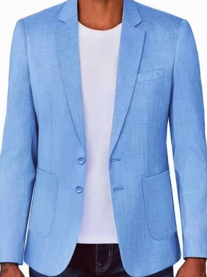 슬림핏 남성용 베이지/블루 리넨 블레이저 캐주얼 파티  - Men Formal Wear With Coat 리뷰 및 가격