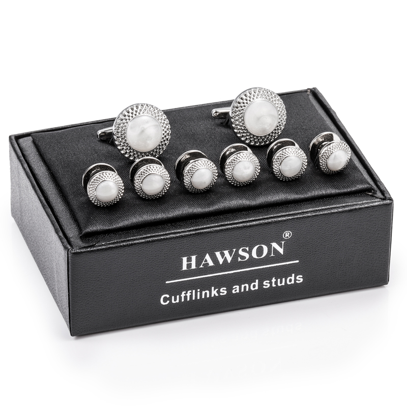 HAWSON 실버 도금 오팔 쉘 인레이 커프스 단추 및 - Cufflinks Silver Set 리뷰 및 가격