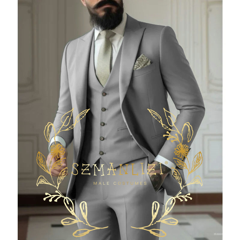 밝은 녹색 정장 남자 정장 3 조각 웨딩 착용 비즈니스 - Men Formal Wear With Coat 리뷰 및 가격