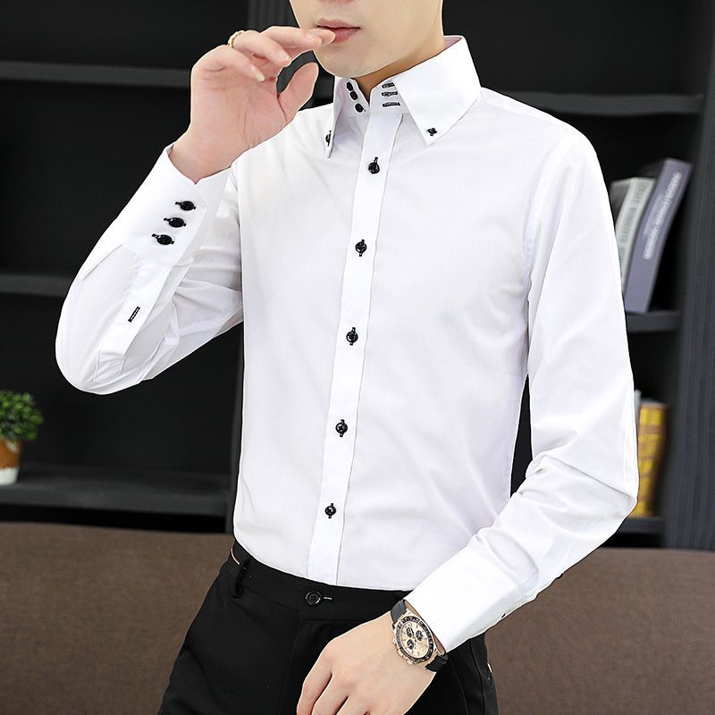 봄 가을 남성 임원 셔츠 한국 핏, 영구 프레스 정장  - Men Formal Wear Shirts 리뷰 및 가격