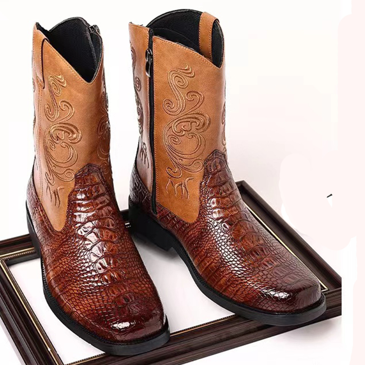 패셔너블한 엠보싱 캐주얼 남성용 웨스턴 카우보이 부츠  - Men'S Ethnic & Formal Designer Wear Studio S 리뷰 및 가격