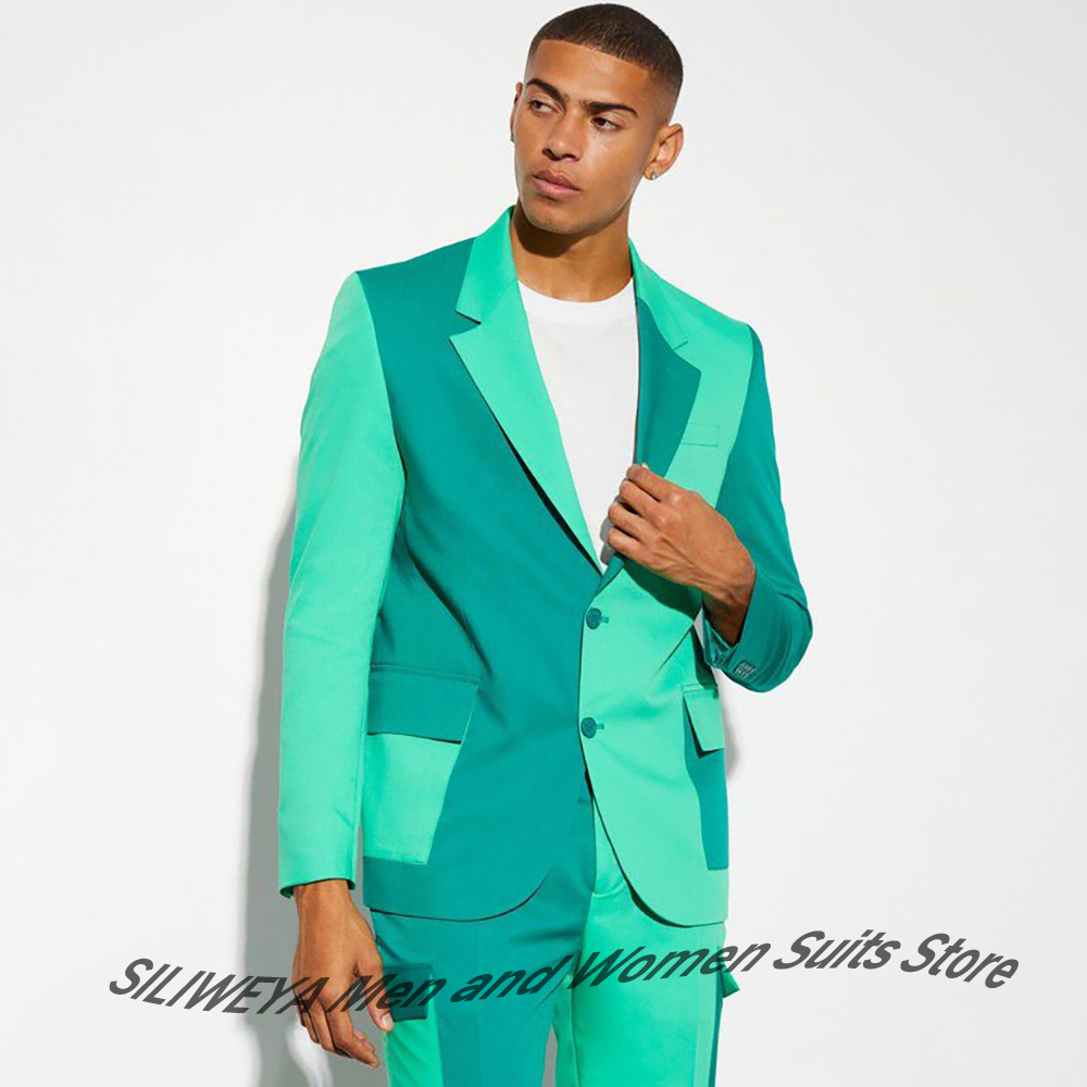 스타일리시한 남성 투톤 터쿼이즈 블레이저 & 팬츠 세트 - Men Formal Party Wear Dress 리뷰 및 가격