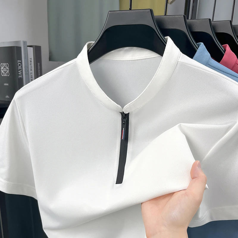 남성 비즈니스 정장 하프 지퍼 스탠드 칼라 셔츠 반팔  - Men Formal Wear Shirts 리뷰 및 가격
