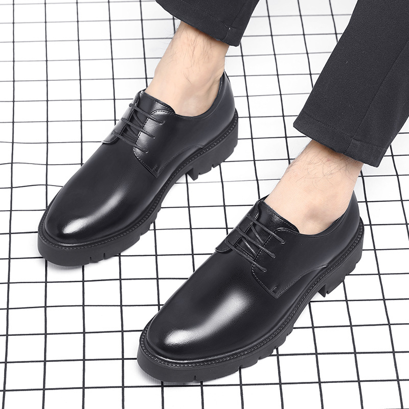 남성용 블랙 가죽 레이스업 드레스 슈즈, 두꺼운 러그  - Men'S Formal Office Wear Shoes 리뷰 및 가격