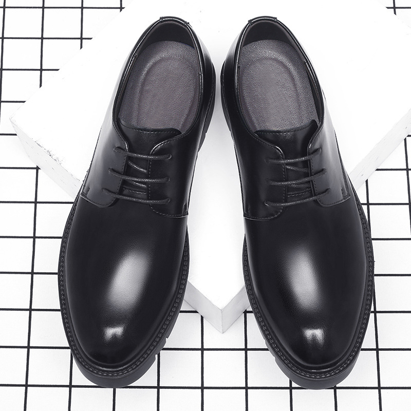 남성용 블랙 가죽 레이스업 드레스 슈즈, 두꺼운 러그  - Men'S Formal Office Wear Shoes 리뷰 및 가격