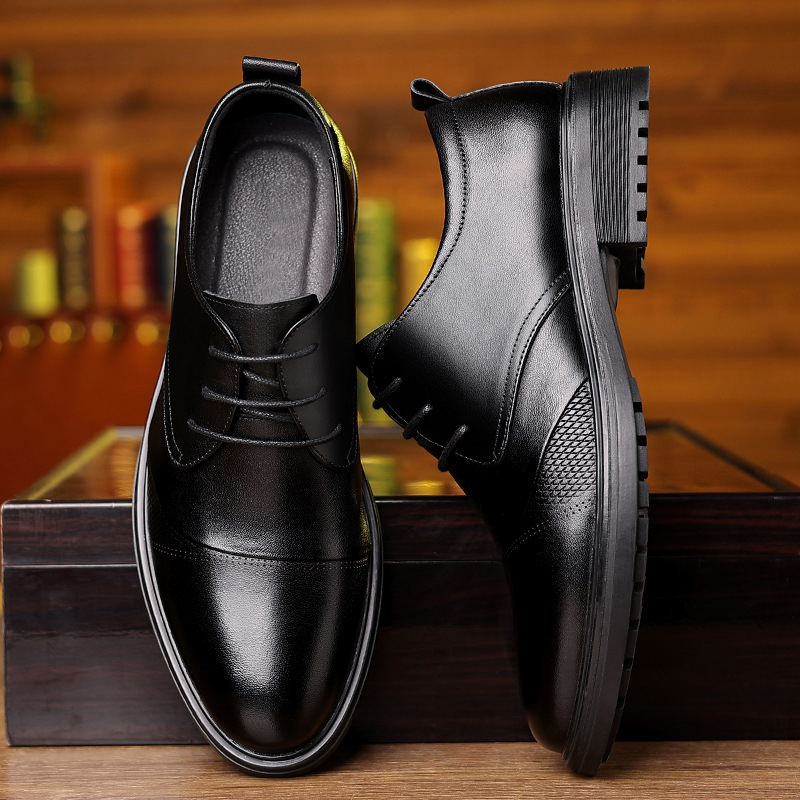 남성용 블랙 천연 가죽 텍스처드 레이스업 청키 솔 옥스 - Formal Men Daily Wear Shoes 리뷰 및 가격