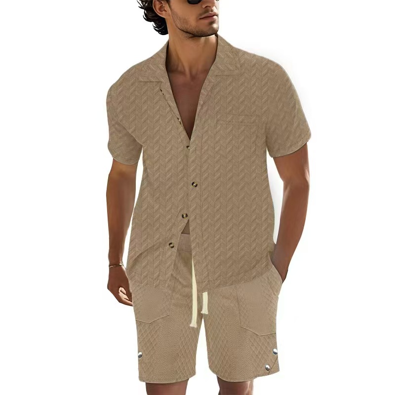 핫세일 남성 반팔 세트 여름 솔리드 루즈핏 캐주얼 수트 - Men'S Formal Beach Wear 리뷰 및 가격