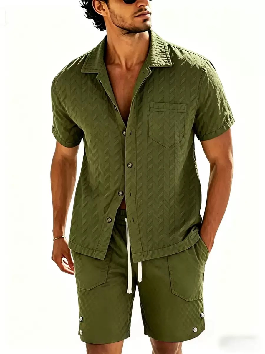 핫세일 남성 반팔 세트 여름 솔리드 루즈핏 캐주얼 수트 - Men'S Formal Beach Wear 리뷰 및 가격