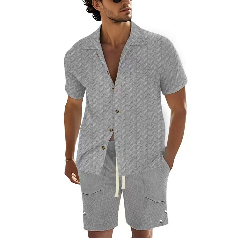 핫세일 남성 반팔 세트 여름 솔리드 루즈핏 캐주얼 수트 - Men'S Formal Beach Wear 리뷰 및 가격
